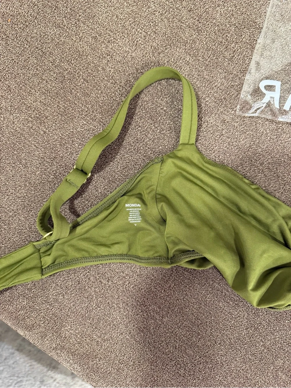 NWT Monday Swimwear Olive Green Bikini Top SIZE V (XL)
